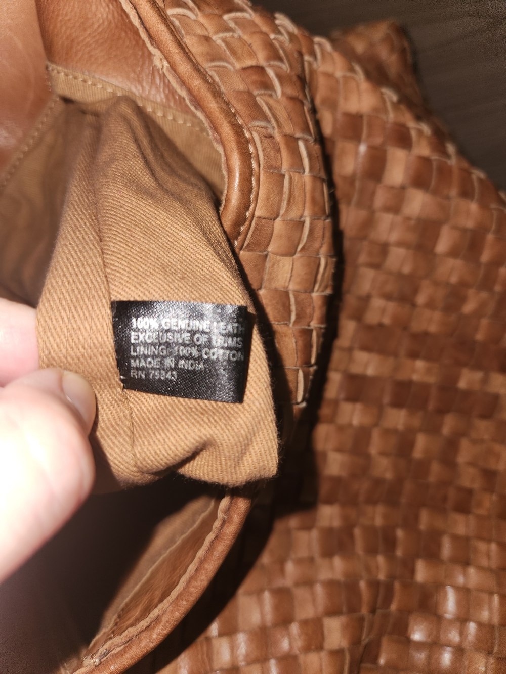 Woven Leather Tote Bag in Tan - Women Bags - Picture 6 of 9